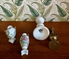 Vintage Dollhouse Miniature Decor Porcelain Urns Pedestal Brass Bust 1 12 Scale
