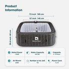 Relxtime 73x73 Inch Portable Inflatable Hot Tub For 4-6 Person Square Spa black
