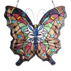 Tiffany Style Stained Glass Window Panel Suncatcher Butterfly Design
