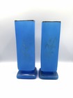Antique Victorian Blue Opaline Glass Vase Pair Bird Floral Enamel Gilt 11   
