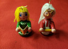 Lot Of 2 Vintage Wooden Grandma Lady Cook Singer Ornament Christmas Holiday Tree