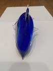 Glass Art Blue White Clear Dolphin Figurine Decorative Paperweight Murano Style