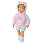 Our Generation Mandy 18  Doll In Pink And Colorful Hooded Pajama With