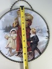 Vintage Flue Cover Victorian Santa Glass Wall Art With Chain Reproduction