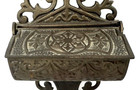 Antique Victorian Cast Iron Wall Mount Match Safe Holder Scroll