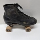 Vintage Chicago Roller Skates Black Leather Size 7 Wooden Wheels