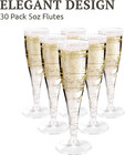 5oz Plastic Champagne Flutes 30 Pack - Clear Disposable Toasting Glasses For Wed