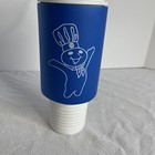 Pillsbury Doughboy Plastic Bottle Foam Straw 10    Tall Baking Bakery Dough Blue