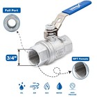 304 Stainless Steel 2 Piece Full Port Ball Valve Female Npt 3 4 In 1000 Wog