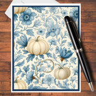 Blue Fall Autumn Pumpkins A2 Handmade Greeting Card Diy Kit With Envelopes