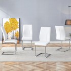 Set Of 4 Dining Chairs  White Dining Chair Set  Pu Material High Backrest Seats