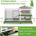 2 Story Wooden Rabbit Hutch Waterproof Roof Wheels Pull Trays Chew Proof Ramp