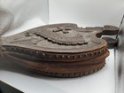 Uk Antique Wood Fireplace Bellows Amor Vincit Omnia Carved Leather Brass Nozzle