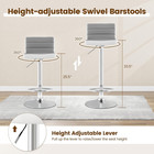 Set Of 2 Adjustable Gray Pu Leather Swivel Bar Stools With Backrest