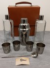 Vtg Travel Cocktail Set Shaker Mixer Shot Glass Germany Us Zone In Leather Case