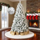 6ft Artificial Christmas Tree  Full Unlit White Christmas Tree With 6ft Flocked