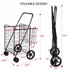 Folding Shopping Cart Jumbo Basket Grocery Laundry Travel With Wheels
