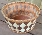 11  X 6  Alaska Handmade Birch Bark Diamond Design Basket Signed Nellie Sheldon