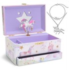 Jewelry Box For Girls With Drawer - Spinning Unicorn Music Box   Jewelry Set - 5