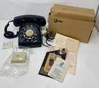 Vintage At t  Bell System Rotary Desk Telephone Black  500dm  Box And Manual