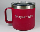 Yeti Rambler 14oz Red Vacuum Insulate Stainless Steel Mug Best Mom  Okayest Wife