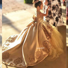 Kid Girl Evening Ball Gown Applique Bow Pageant Dress Satin Tulle Flower Dress