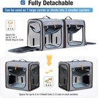 Large 2-in-1 Cat Carrier For 2 Cats  Includes Litter Box   Bowl - Grey