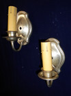 Vintage Pair Of Silver Plate Turtle Back Sconces