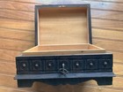 1 Of The Best  Antique Tramp Art Folk Art Wooden Boxes Original Key Cigar Gothic