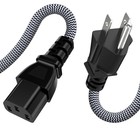 Computer Power Cord  1 Pack   3 Prong Nylon Braided Replacement 6ft 1 Pack