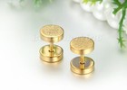2pcs Mesh Barbell Dumbbell Stud Earrings Men Women Stainless Steel Piercing Stud