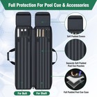 Pool Cue Carrying Case - 4x5 Soft Padded Billiard Stick Bag With Multi-pocket   