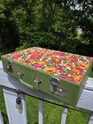 Vintage 60s 70s Mod Floral Attache Case Briefcase Flower Power Green W  Key Rare