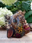 Leopard Jaguar Mask Boar Hair Whiskers Handmade Nahua Guerrero Mexican Folk Art