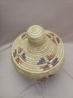 Vtg Alaskan Inuit Coiled Beach Grass Lidded Basket   10  Native American Eskimo