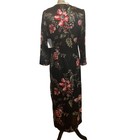 Adrienne Vittadini Black Floral Maxi Dress Long Sleeve Vintage Style
