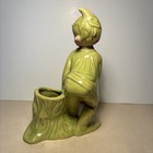 Vintage 1951 Gilner Pixie Elf Tree Trunk Planter Lime Green