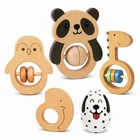 Montessori Wooden Baby Rattle Set  5pcs  - Eco-friendly Grasping Toys For Infant