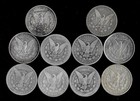 Ten  10  Morgan Dollars 90  Silver  1879-1921   lower Grade cull  Lot E50