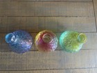 Set Of 3 Iridescent Faceted Glass Bud Vases     Colorful Decorative Bottles