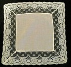  Gorgeous true Vtg 2 1 2  Lace Edged Linen  Hanky wedding exc Con looks Unused 