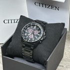 New   tachymeter    Citizen Eco-drive Black Steel Chrono Date Men s Watch At2375-51e