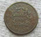 1806 1 2c Bn Draped Bust Copper Half Cent Rare Key Date Bold Date Vf   Cleaned