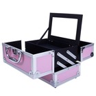 Aluminum Makeup Train Jewelry Storage Box Cosmetic Button Lock Case Organizer