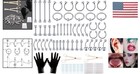 Comprehensive 14g 16g Piercing Kit With Tools  Gloves   Jewelry - 104-piece Set