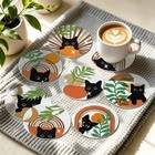 8pcs Black Cat Diamond Art Coasters Kit With Holder  Funny Diamond Painting Coas