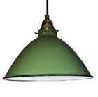 One Vintage 9  Porcelain Deep Cone Pendant Industrial Green Lamp Light Ul Fitter