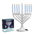 Zion Judaica Mini Classic Menorah With Mini Birthday Size Hanukkah Candles -    