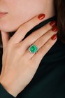 Art Deco Antique 5 20ct Natural Emerald Vintage Wedding Ring 925 Sterling Silver
