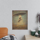 Vintage Ufo Alien Horse Wall Art  Sci-fi Western Decor  Uap Disclosure Poster